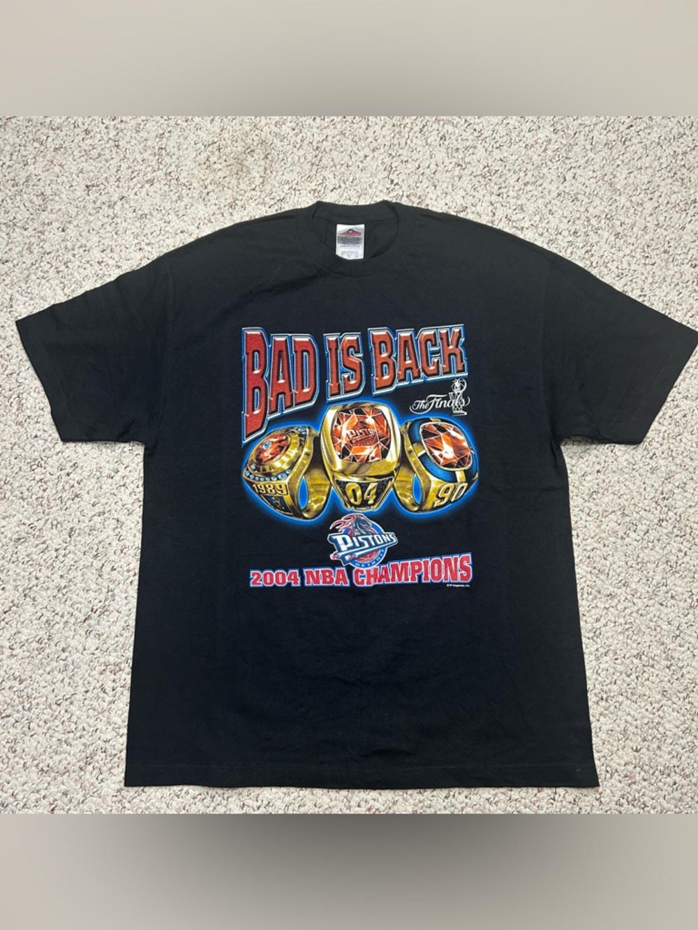 Vintage Detroit Pistons 2004 NBA Champions Shirt Bad Is Back Size XL Black Rare